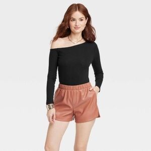 A New Day - Women's Slim Fit Long Sleeve Blouse Black Size XS